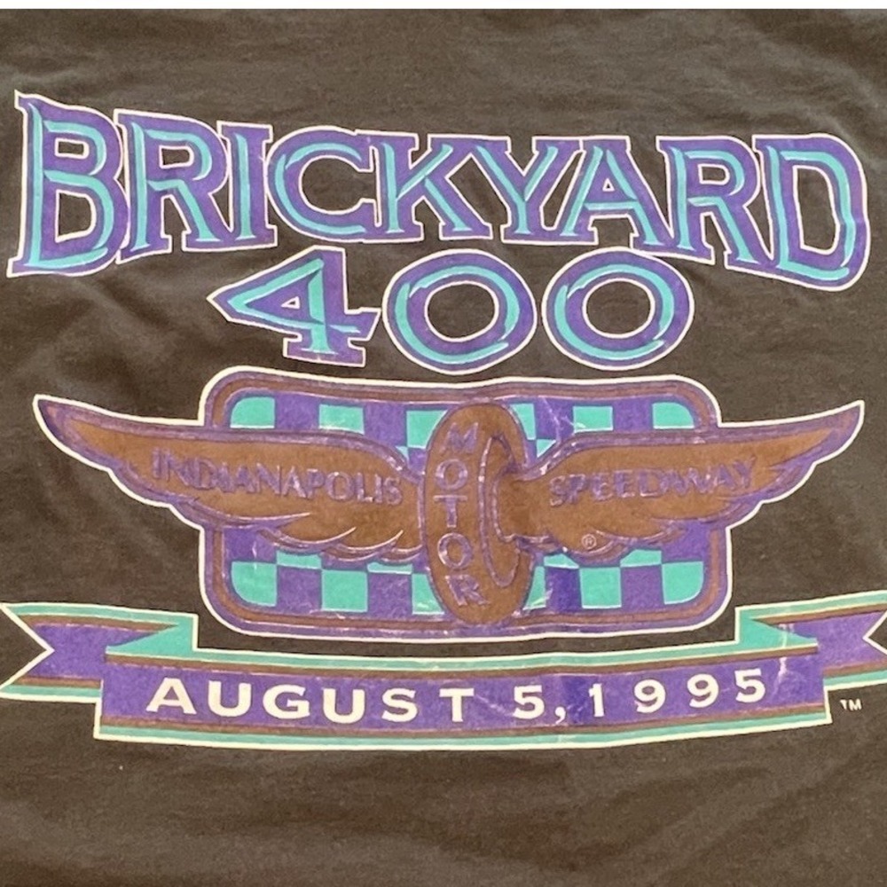 Vtg Logo 7 Brickyard 400 NASCAR Black Shirt 1995 Dale Earnhardt Indianapolis XL